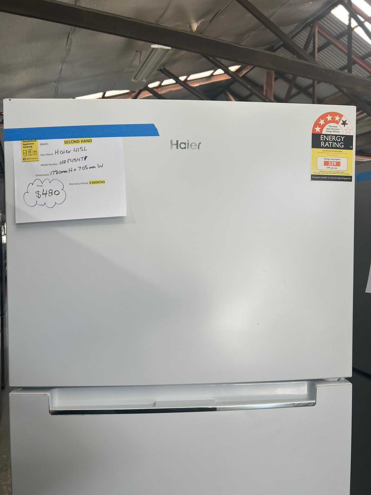 Second hand Haier 415L Top Mount Fridge - White  Usable volume 415l Model: HRF454TW3 - Second Hand Appliances Geebung