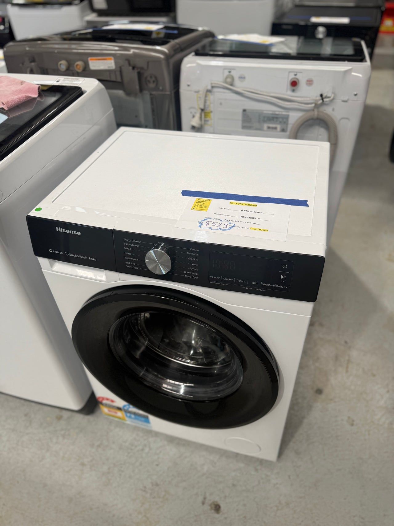 Factory second Hisense HWF3S8514 8.5kg front load washing machine