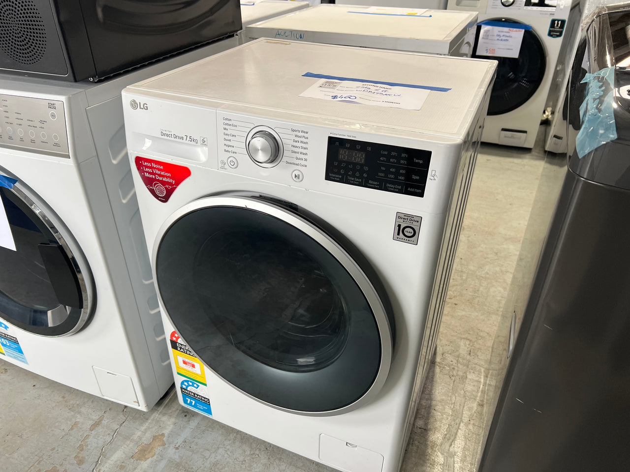 Second hand LG WD1475NCW 7.5kg White Front Loader Washing Machine - Second Hand Appliances Geebung