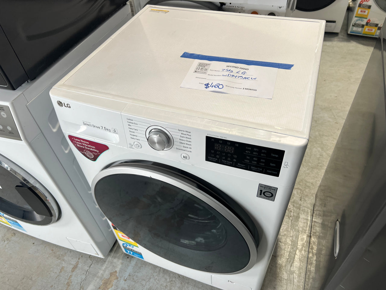 Second hand LG WD1475NCW 7.5kg White Front Loader Washing Machine - Second Hand Appliances Geebung