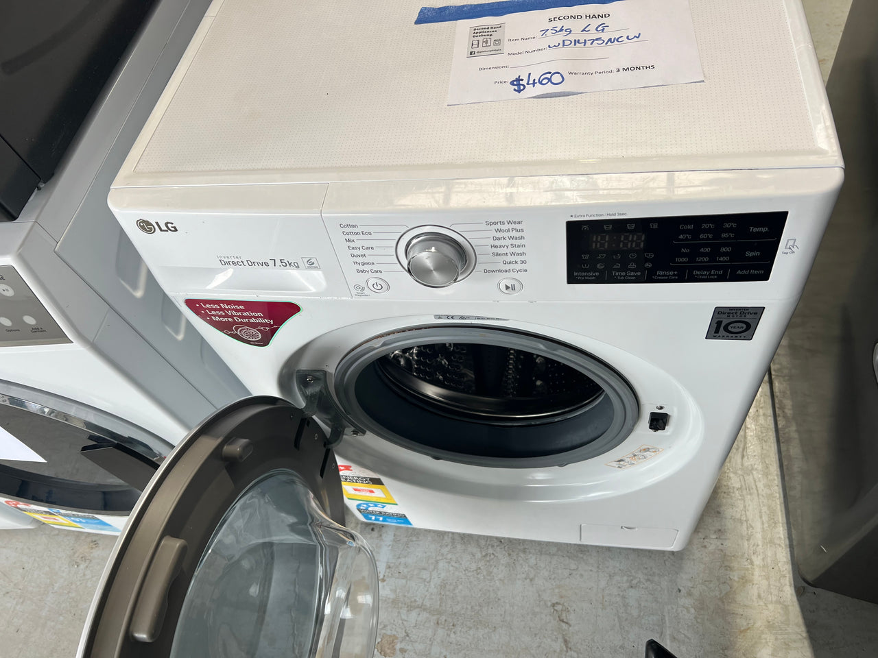 Second hand LG WD1475NCW 7.5kg White Front Loader Washing Machine - Second Hand Appliances Geebung