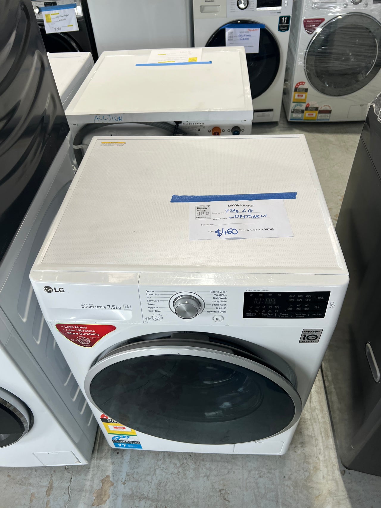 Second hand LG WD1475NCW 7.5kg White Front Loader Washing Machine - Second Hand Appliances Geebung