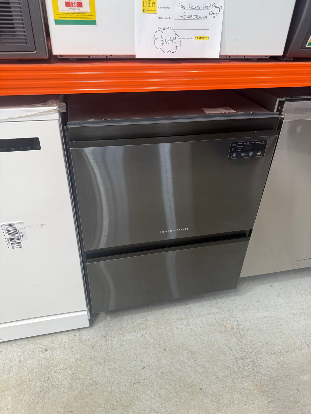 Factory second Fisher & Paykel Built-Under Double DishDrawer™ Dishwasher – Black Stainless Steel  Model: DD60D2NB9