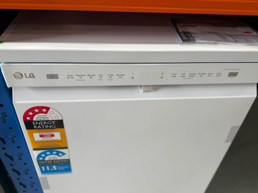LG XD5B14WH QuadWash 14-Place Setting Freestanding Dishwasher – White - Second Hand Appliances Geebung