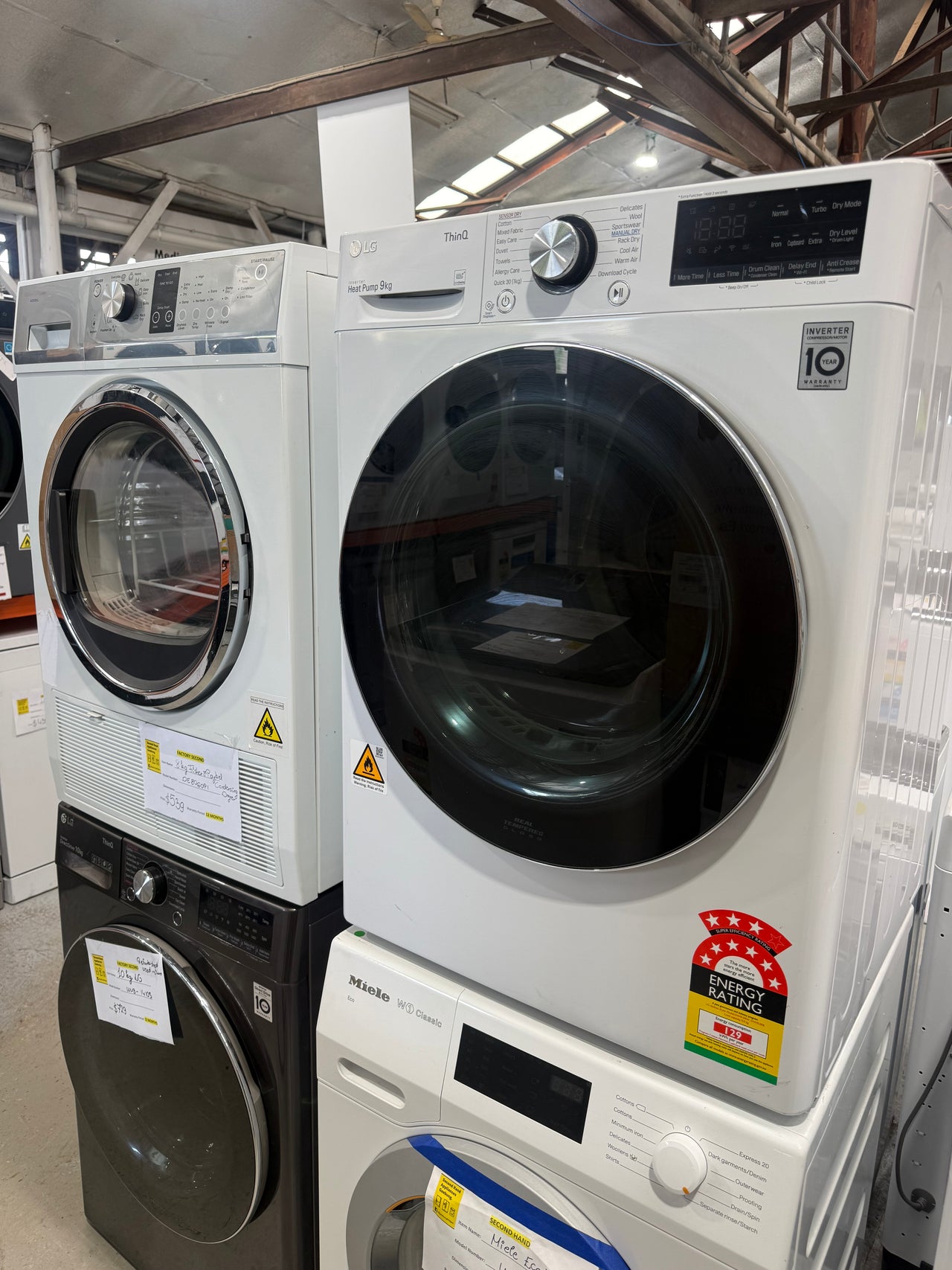 Laundry Package/Factory second 10kg Washing Machine WV9-1410W + 9kg Heat Pump Dryer DVH9-09W - Second Hand Appliances Geebung