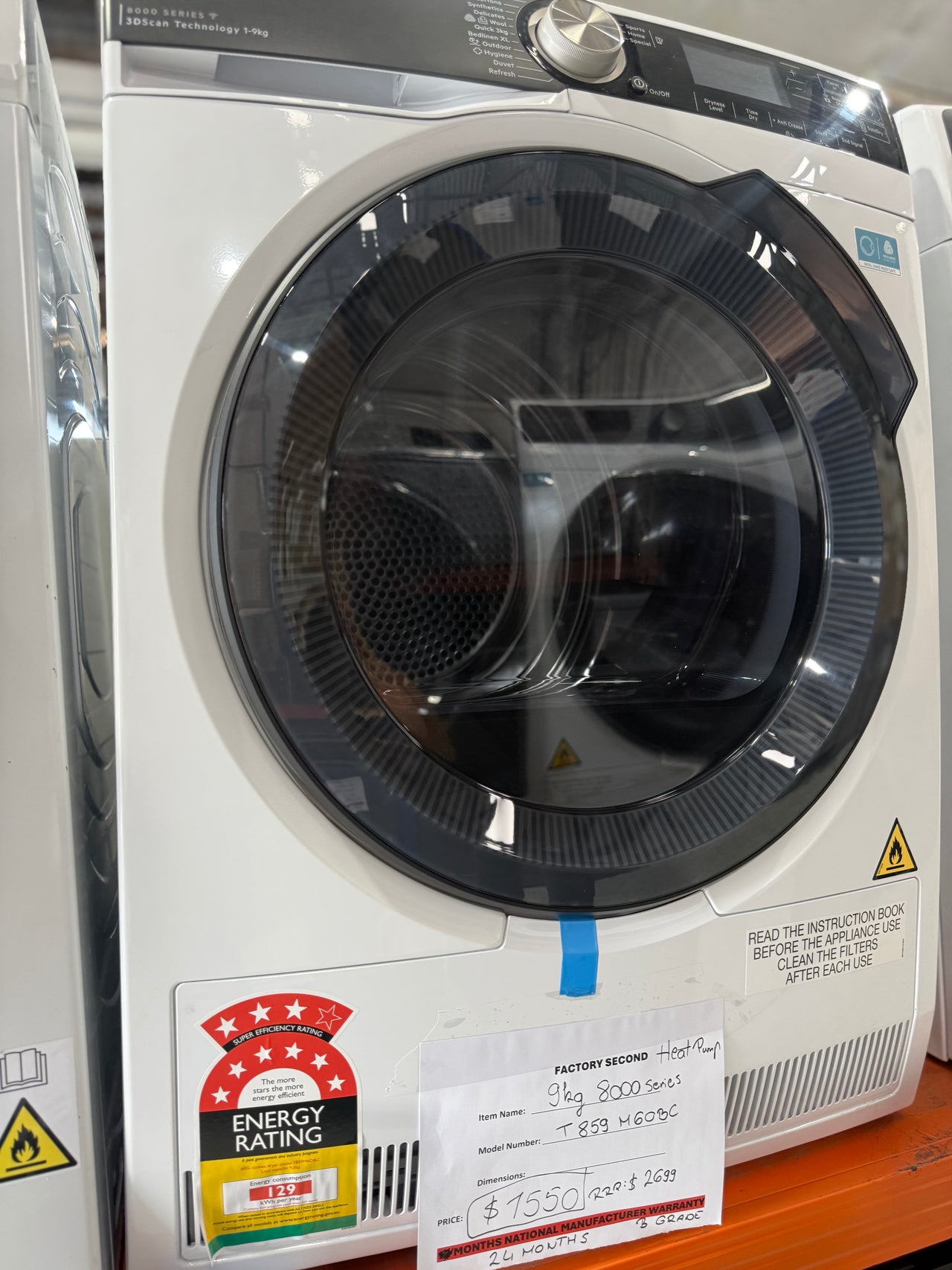 Laundry Package/Factory second AEG 10kg Front Load Washing Machine LF8516O8O + AEG 9kg Heat Pump Dryer T859M6OBC - Second Hand Appliances Geebung