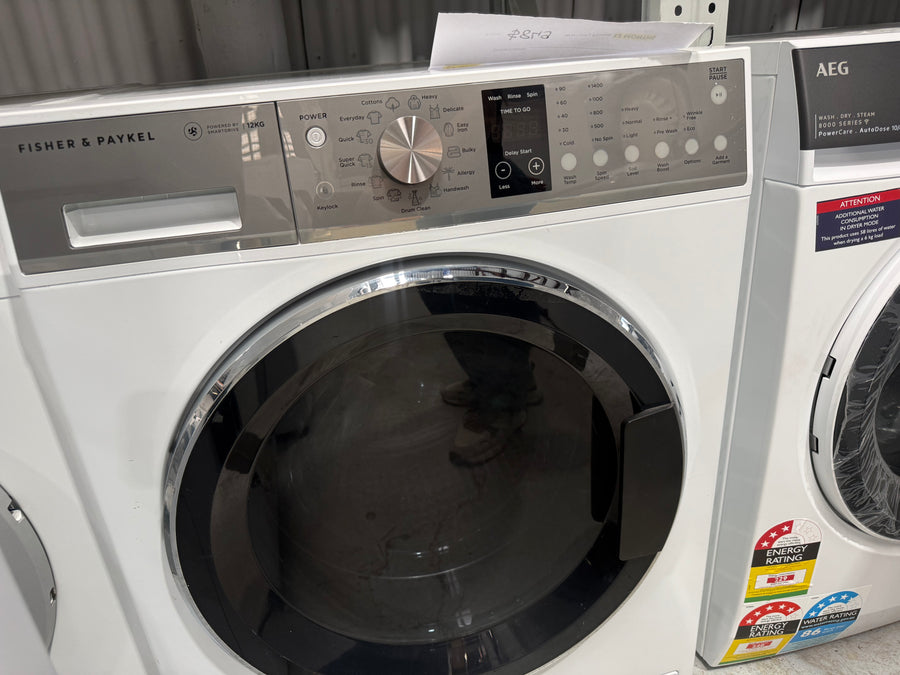Laundry Package/Factory second Fisher&Paykel 12kg front loader washing machine WH1260P1 + 9kg Fisher&Paykel Heat Pump Dryer DH9060P2 - Second Hand Appliances Geebung