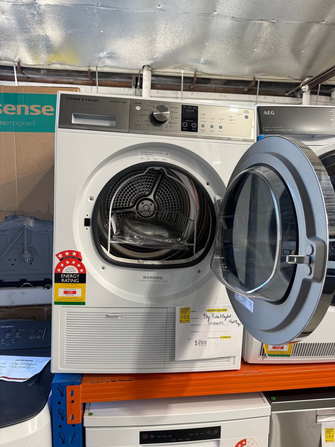 Laundry Package/Factory second Fisher&Paykel 12kg front loader washing machine WH1260P1 + 9kg Fisher&Paykel Heat Pump Dryer DH9060P2 - Second Hand Appliances Geebung