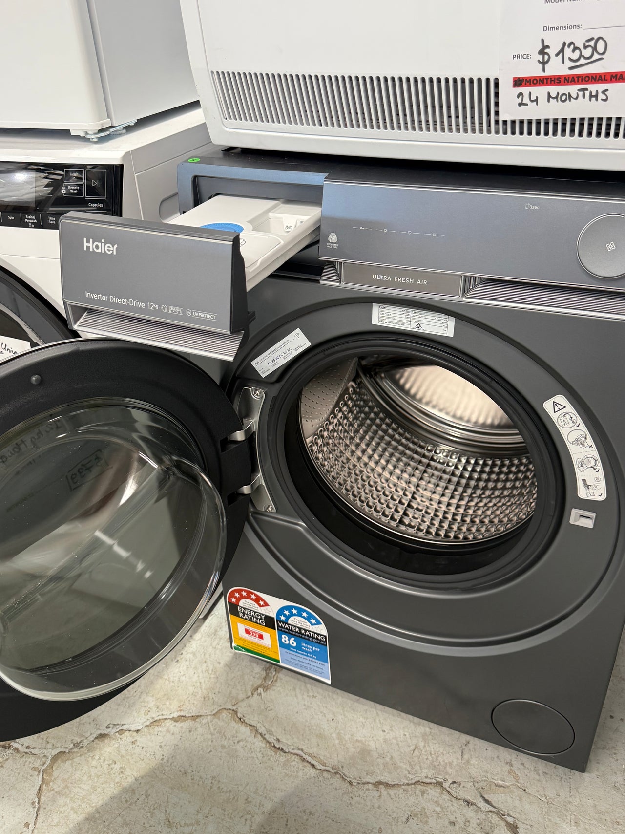 Factory Second Haier 500 Series Matching Laundry Set – 12kg Front Load Washer + 8kg Heat Pump Dryer – HWF12DB1 + HDHPS80NB1 - Second Hand Appliances Geebung