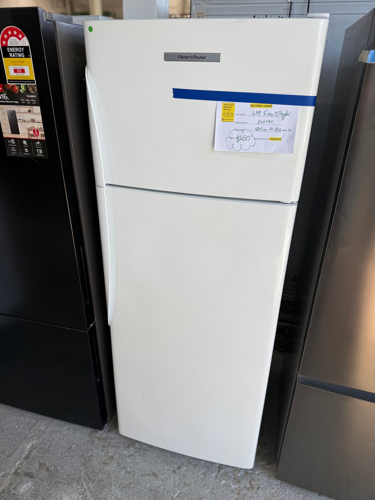 Second hand 411L Fisher & Paykel Fridge Model: E411TRT2 - Second Hand Appliances Geebung