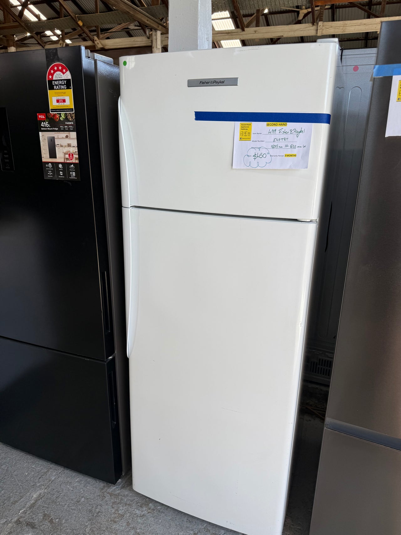 Second hand 411L Fisher & Paykel Fridge Model: E411TRT2 - Second Hand Appliances Geebung