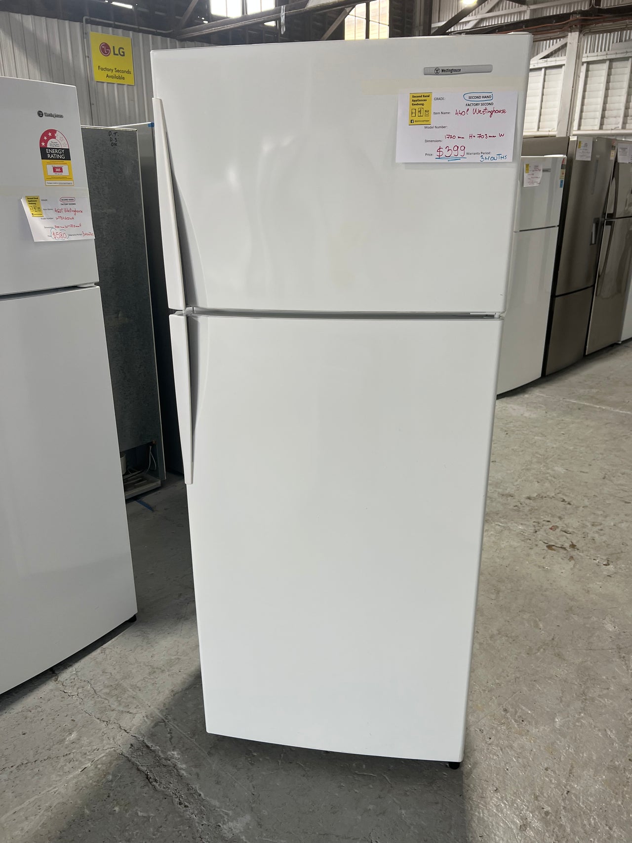 Second hand 440L Westinghouse fridge freezer RJ442V-R - Second Hand Appliances Geebung