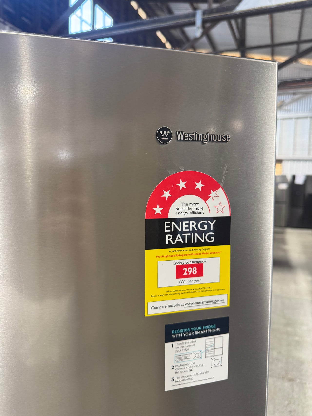 Second hand 453L Westinghouse Stainless Steel Bottom Mount Fridge  Model: WBE4514SA - Second Hand Appliances Geebung