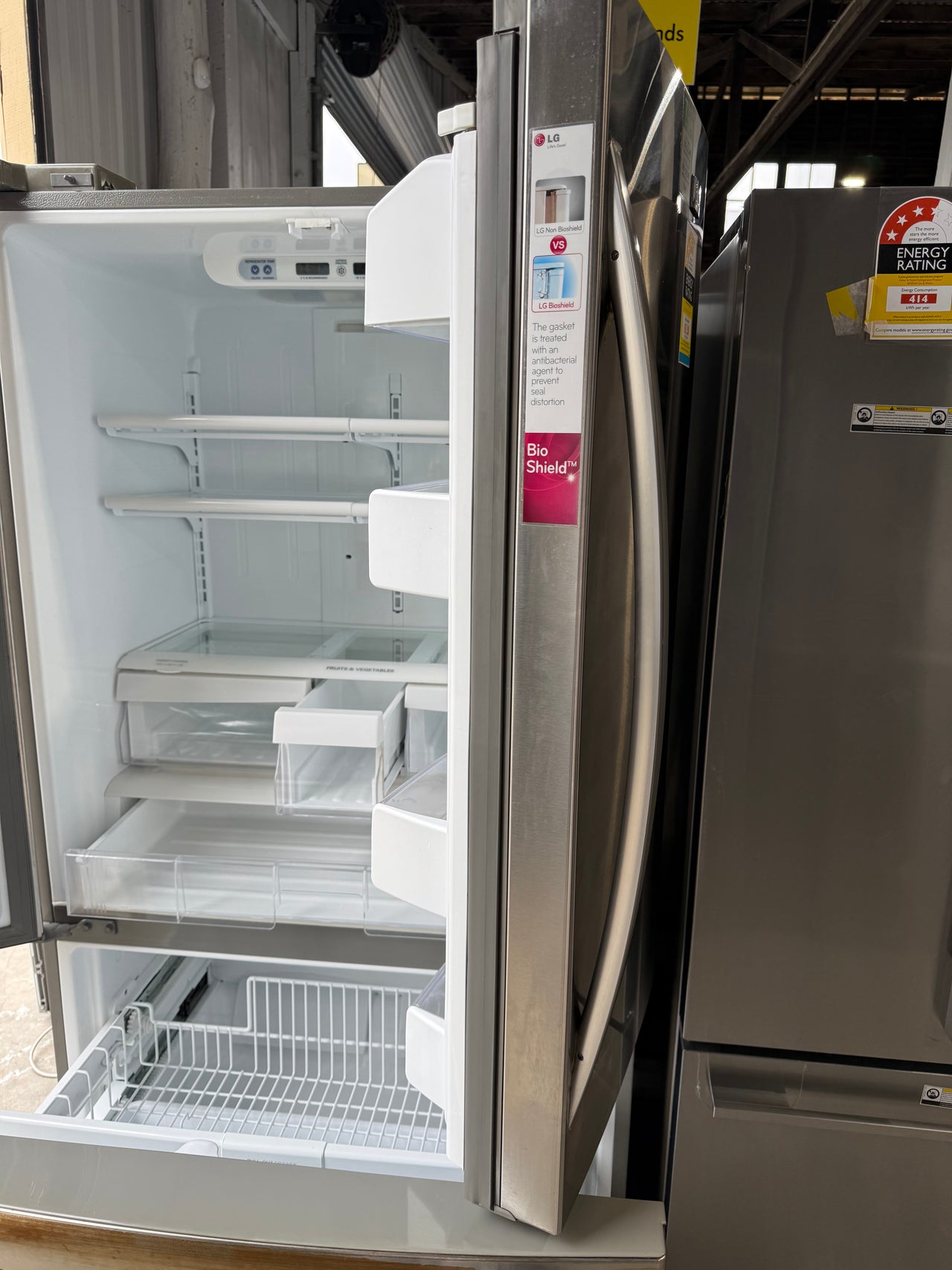 Second hand 622 litre Stainless Steel French Door Fridge with Slide 'n' Glide Drawer GR-B218STS - Second Hand Appliances Geebung