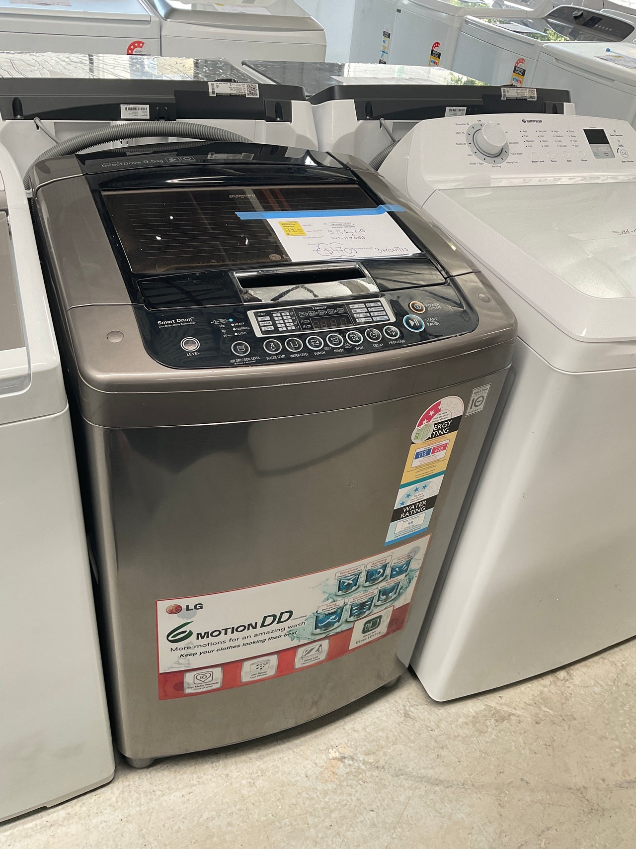 Second hand 9.5kg Inverter Direct Drive Top Load Washer WT-H9556 - Second Hand Appliances Geebung