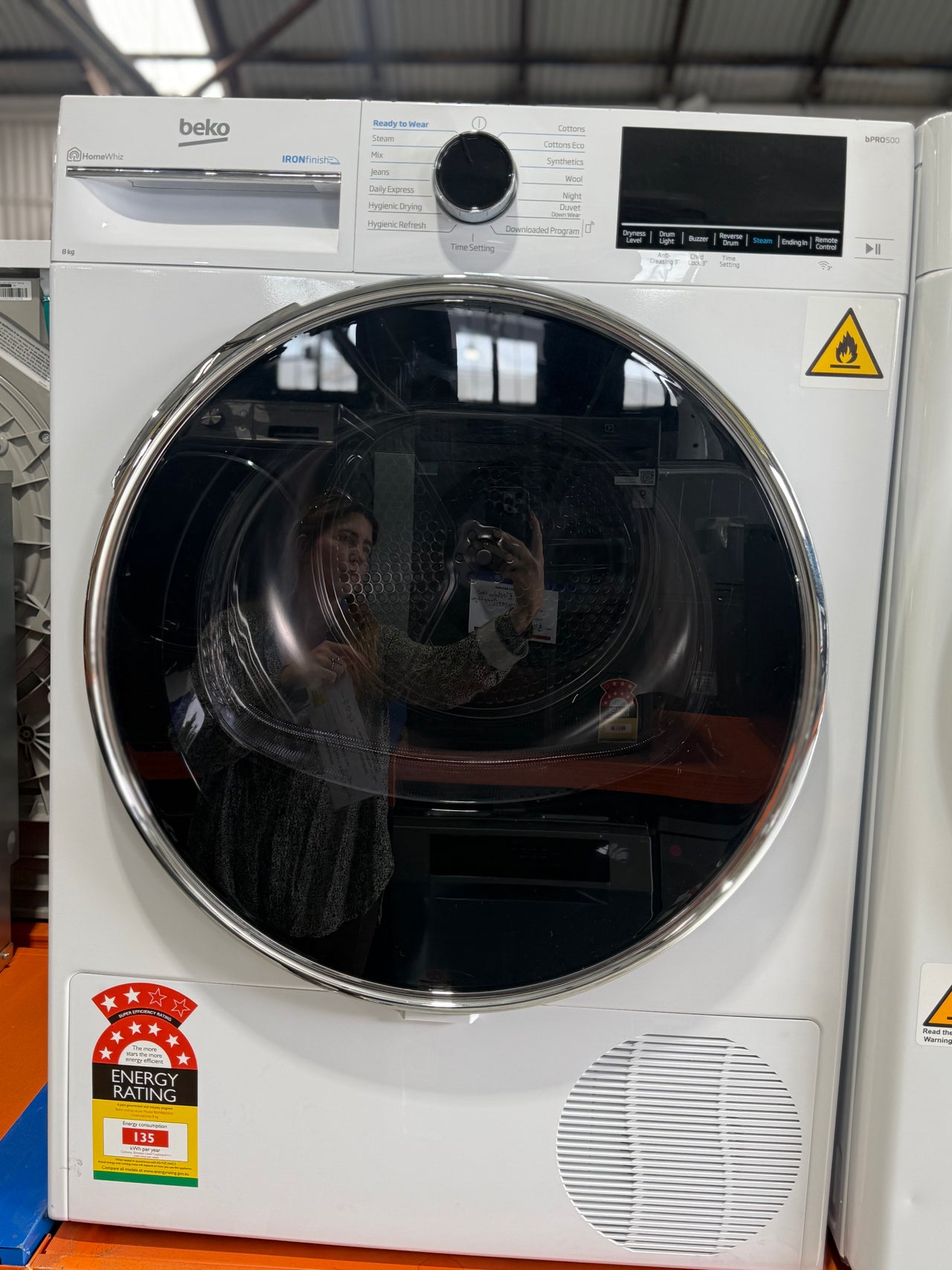 Transportation damaged Beko 8kg Heat Pump Dryer with Steam & Wi-Fi – White (BDPB802SW) - Second Hand Appliances Geebung