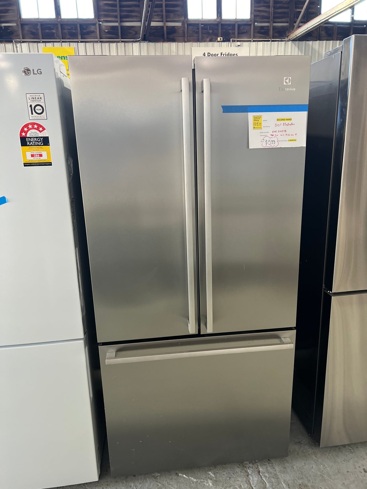 Second hand ELECTROLUX 510L FRENCH DOOR FRIDGE EHE5107SB - Second Hand Appliances Geebung