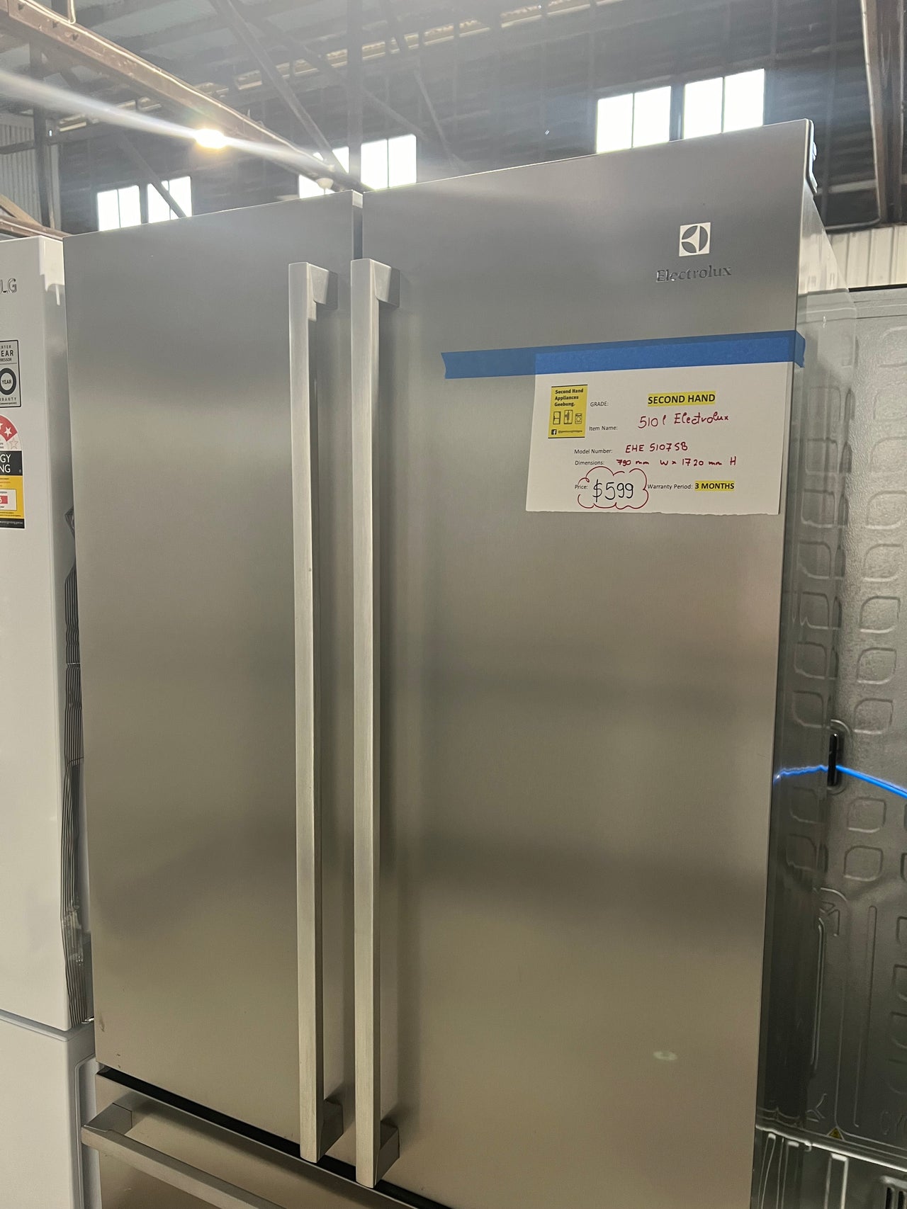 Second hand ELECTROLUX 510L FRENCH DOOR FRIDGE EHE5107SB - Second Hand Appliances Geebung