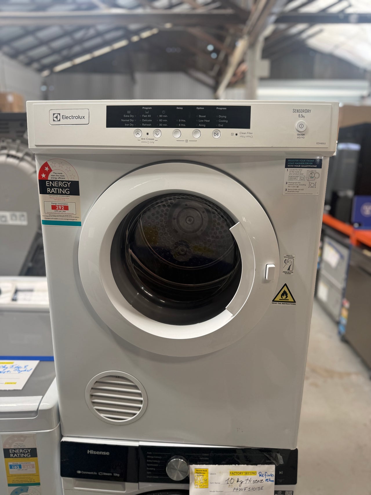 Second hand Electrolux 6.5kg Vented Dryer  Model: EDV6552 - Second Hand Appliances Geebung