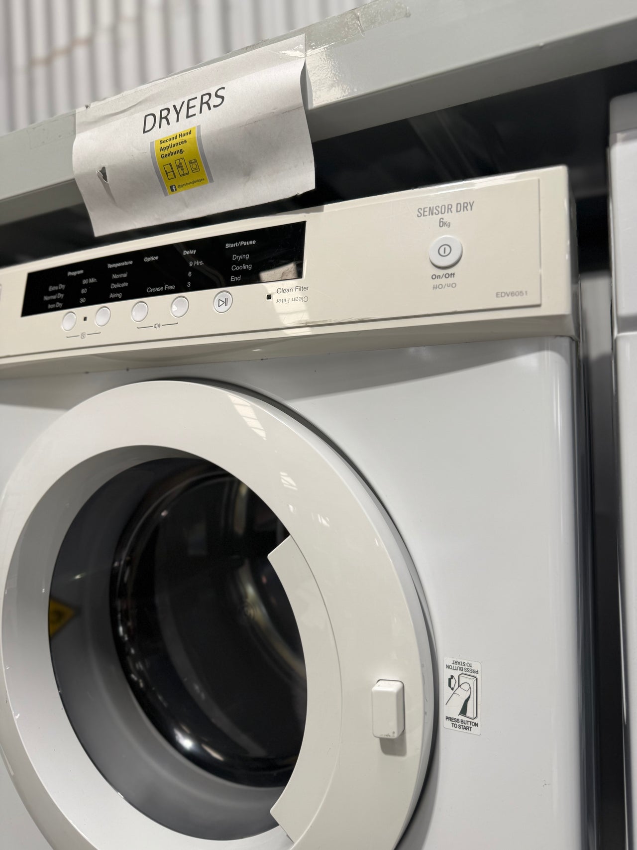 Second hand Electrolux EDV6051 6kg Vented Dryer - Second Hand Appliances Geebung