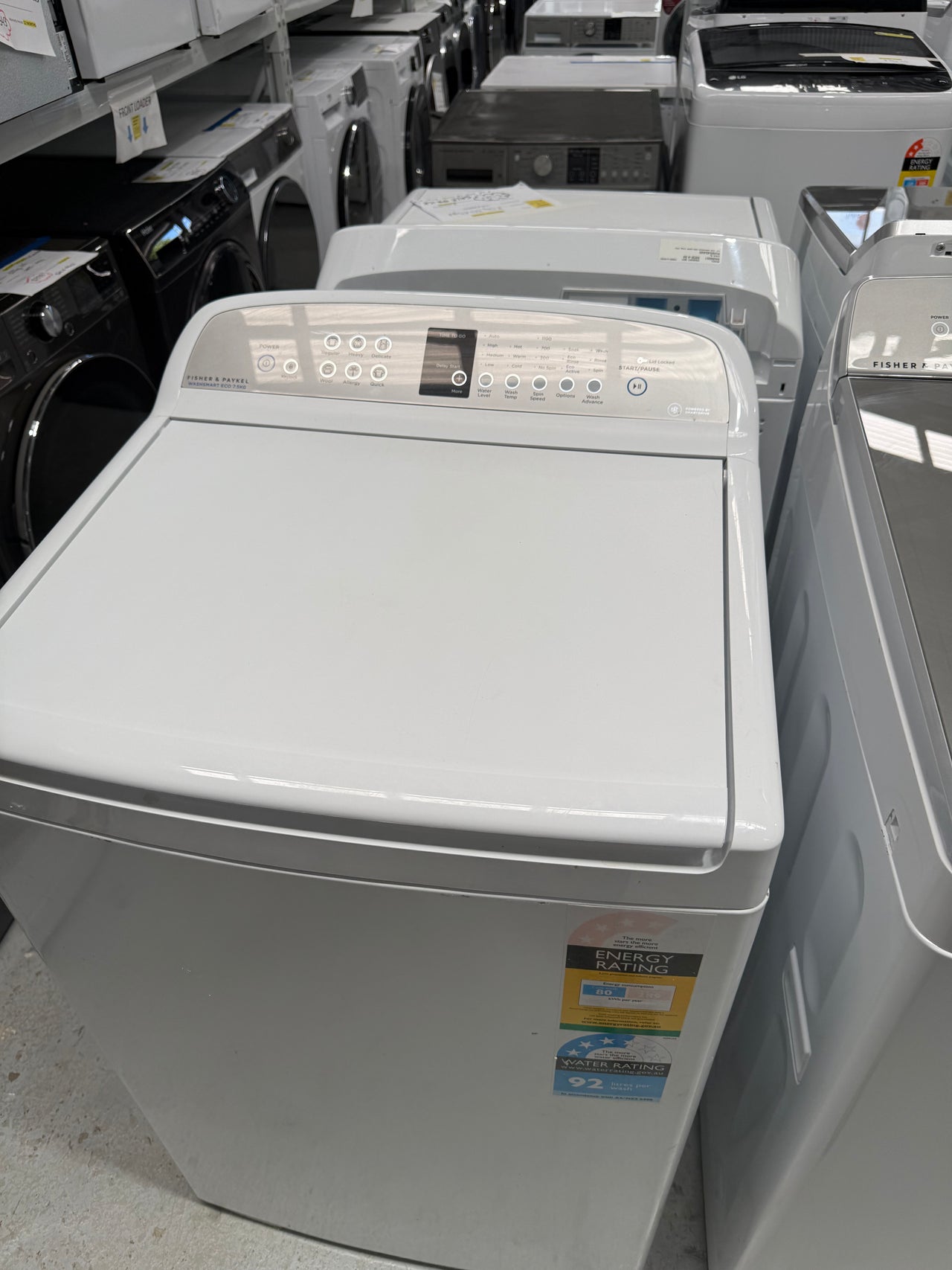 Second hand Fisher &Paykel 7.5 kg WashSmart Top Load Washing Machine ECO Model: WA7560E1 - Second Hand Appliances Geebung