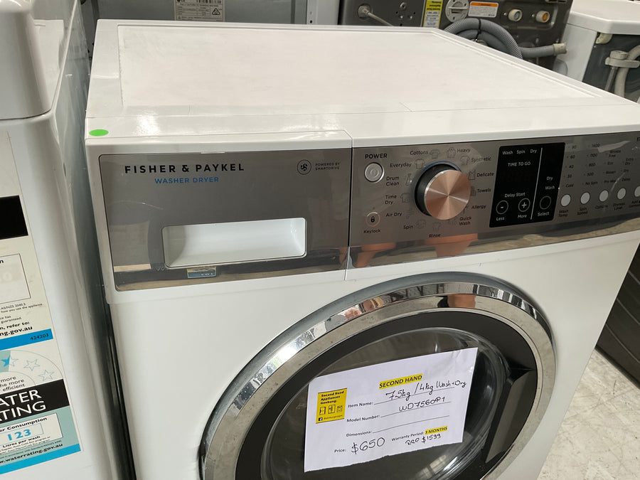 Buy Second hand Fisher & Paykel 7.5kg/4kg Washer Dryer Combo WD7560P1 |  | [product_variant] | Second Hand Appliances Geebung Brisbane