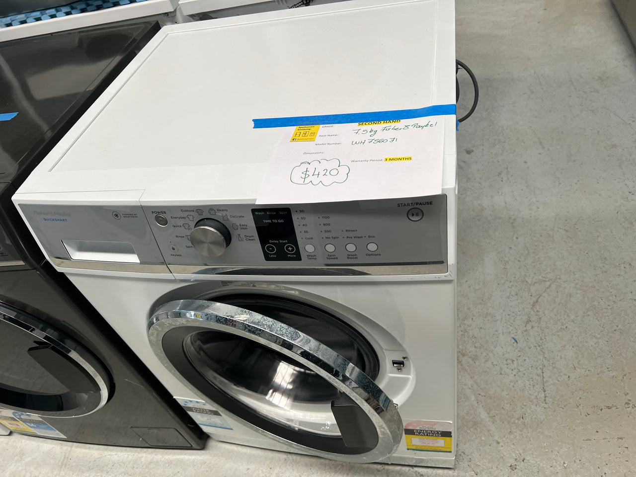 Second hand Fisher & Paykel 7.5kg Front Load Washing Machine Model:WH7560J1 - Second Hand Appliances Geebung