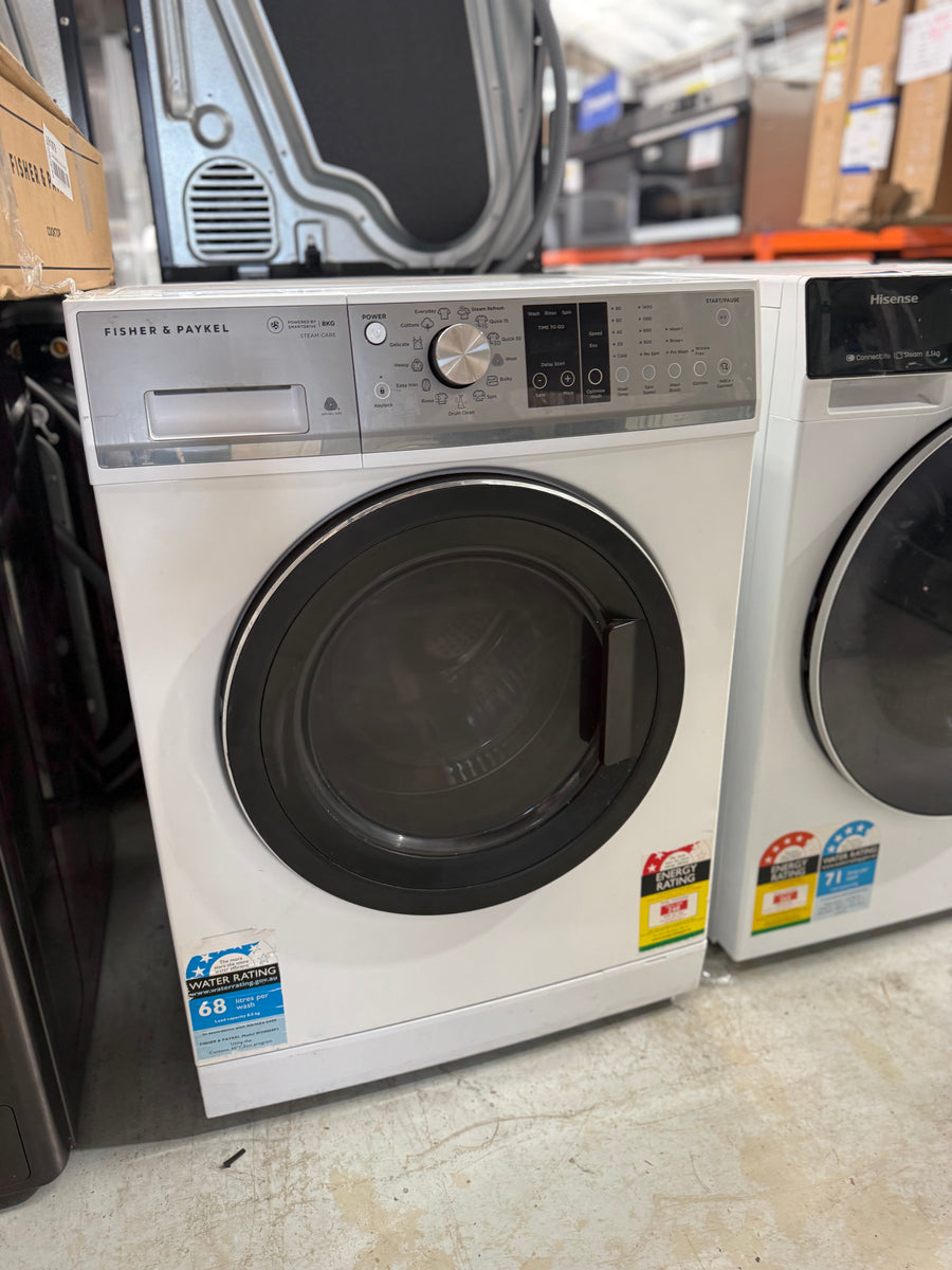Second hand Fisher & Paykel 8kg Series 5 Front Load Washing Machine with Steam Refresh Model:WH8060P3 - Second Hand Appliances Geebung