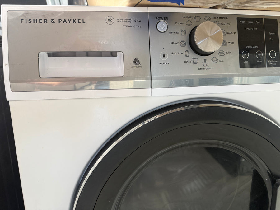 Second hand Fisher & Paykel 8kg Series 5 Front Load Washing Machine with Steam Refresh Model:WH8060P3 - Second Hand Appliances Geebung