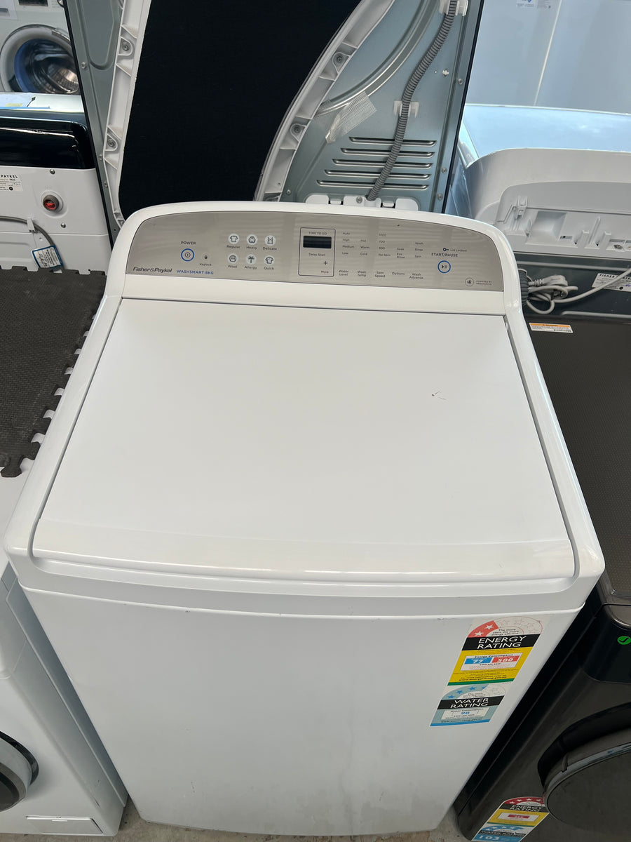 Fisher & Paykel 8kg Top Load Washing Machine Second hand 6 months warranty WA8060G1 - Second Hand Appliances Geebung