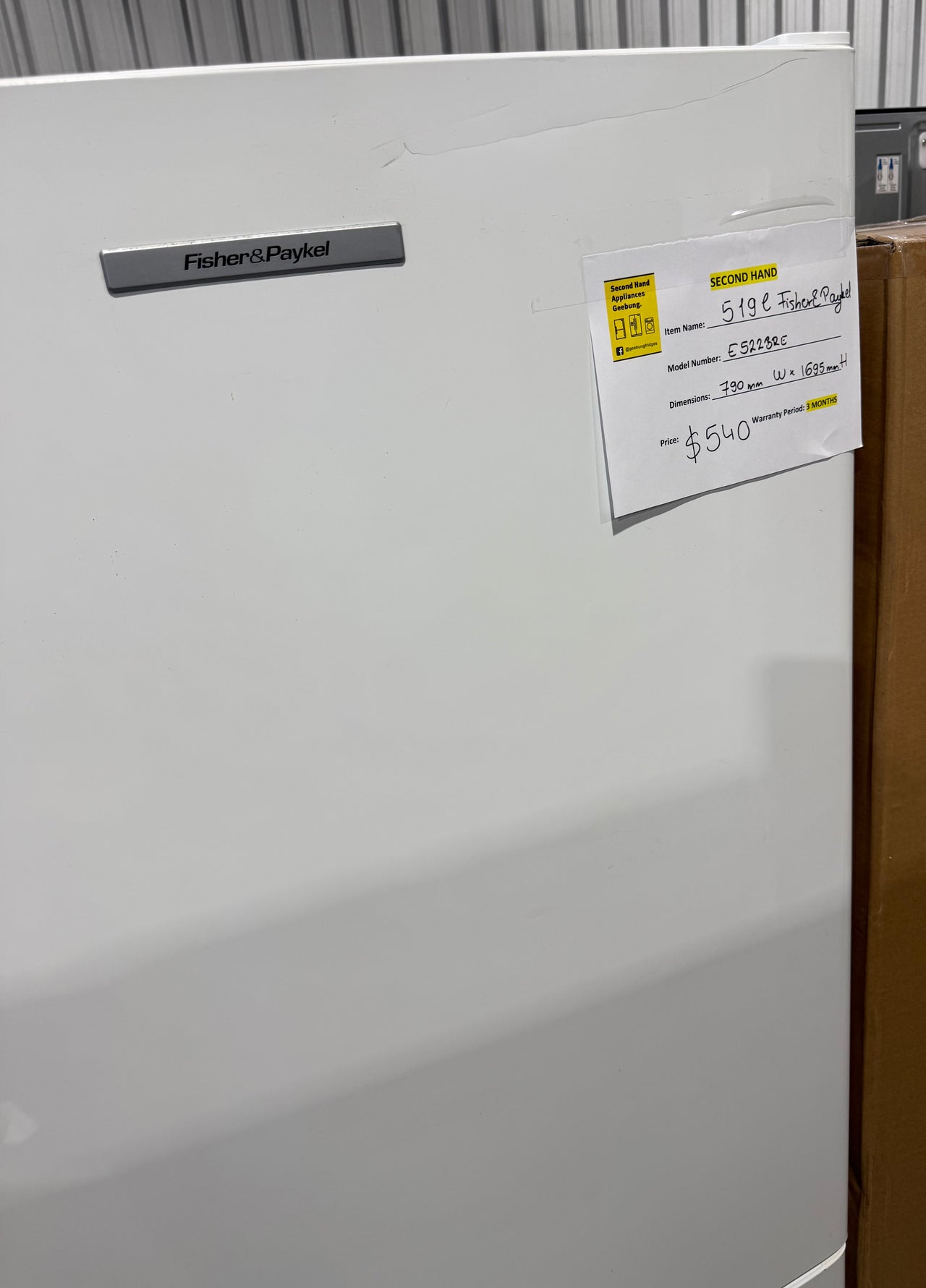 Second hand Fisher & Paykel E522BRE 519L Bottom Mount Fridge – White - Second Hand Appliances Geebung