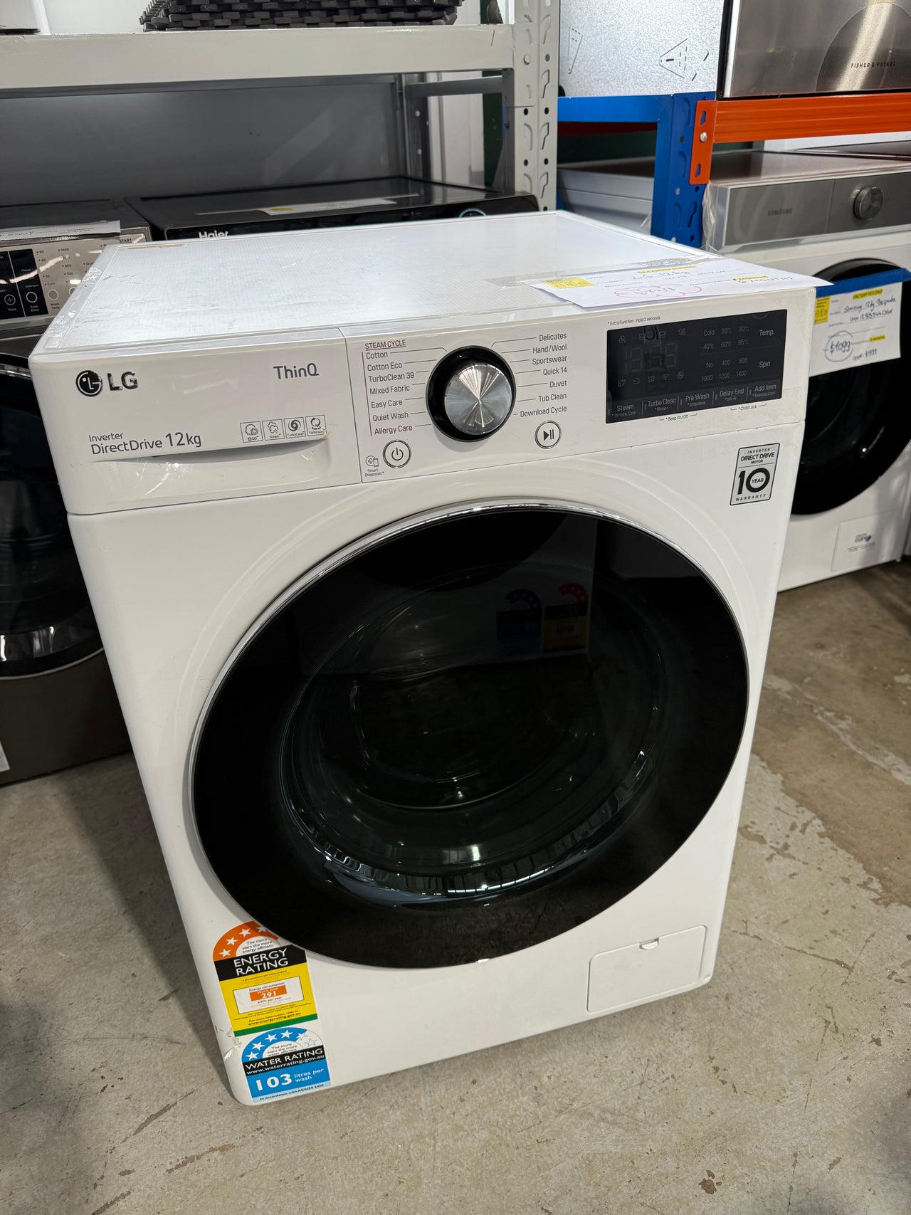 Second hand LG 12kg Front Load Washer Model: WV9-1412W - Second Hand Appliances Geebung