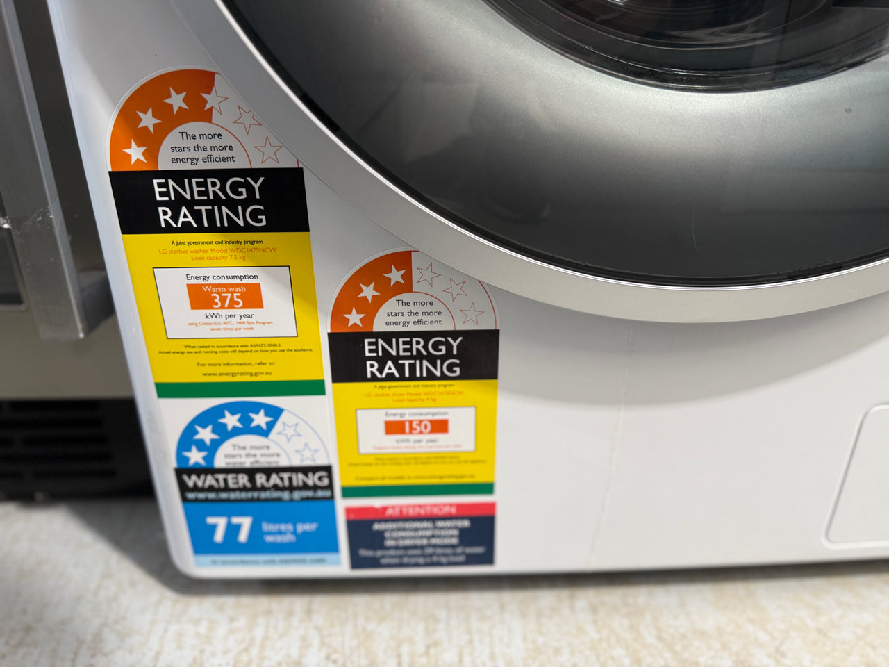 Second hand LG 7.5kg/4kg Washer Dryer Combo Model: WDC1475NCW - Second Hand Appliances Geebung