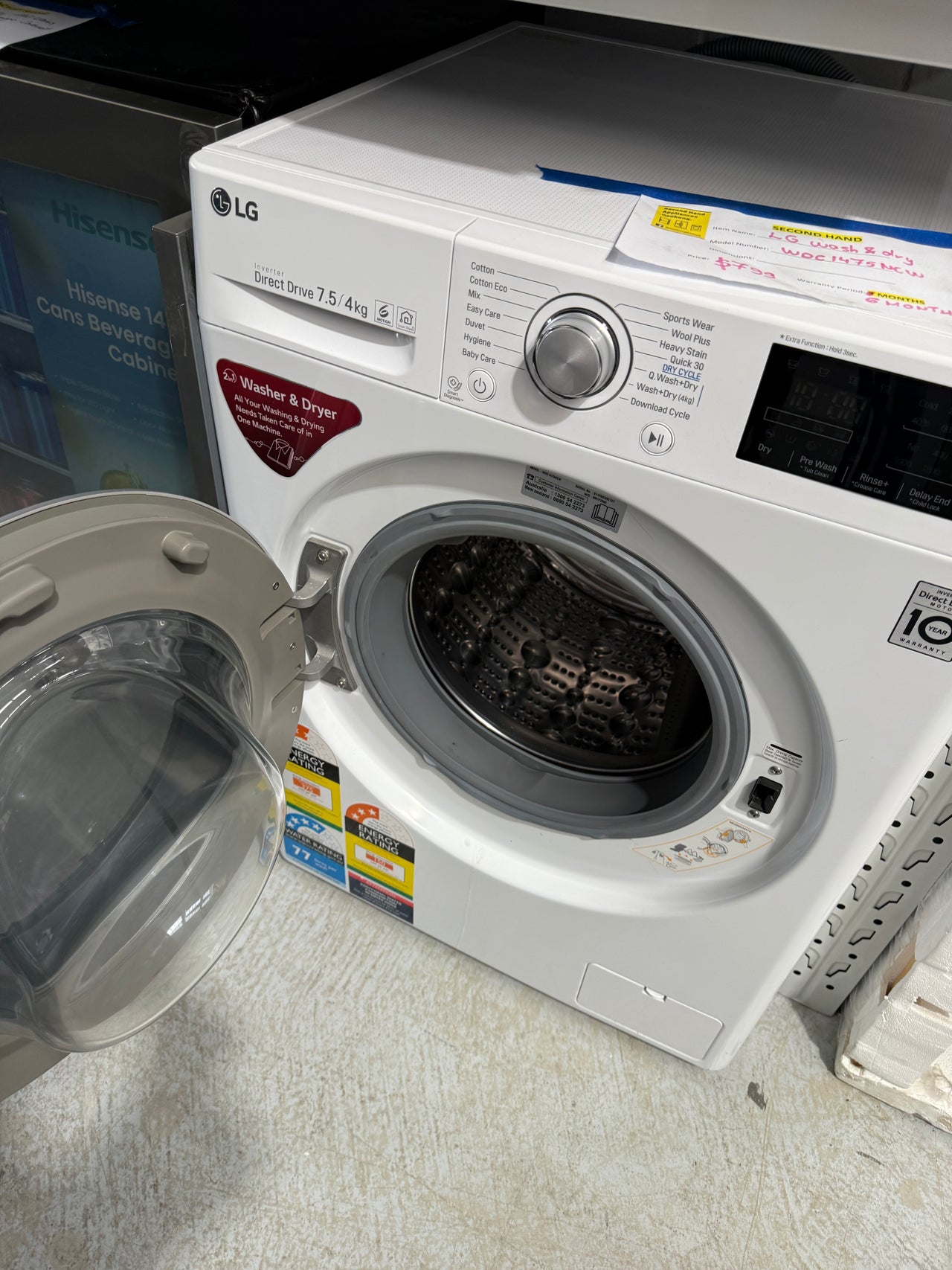 Second hand LG 7.5kg/4kg Washer Dryer Combo Model: WDC1475NCW - Second Hand Appliances Geebung