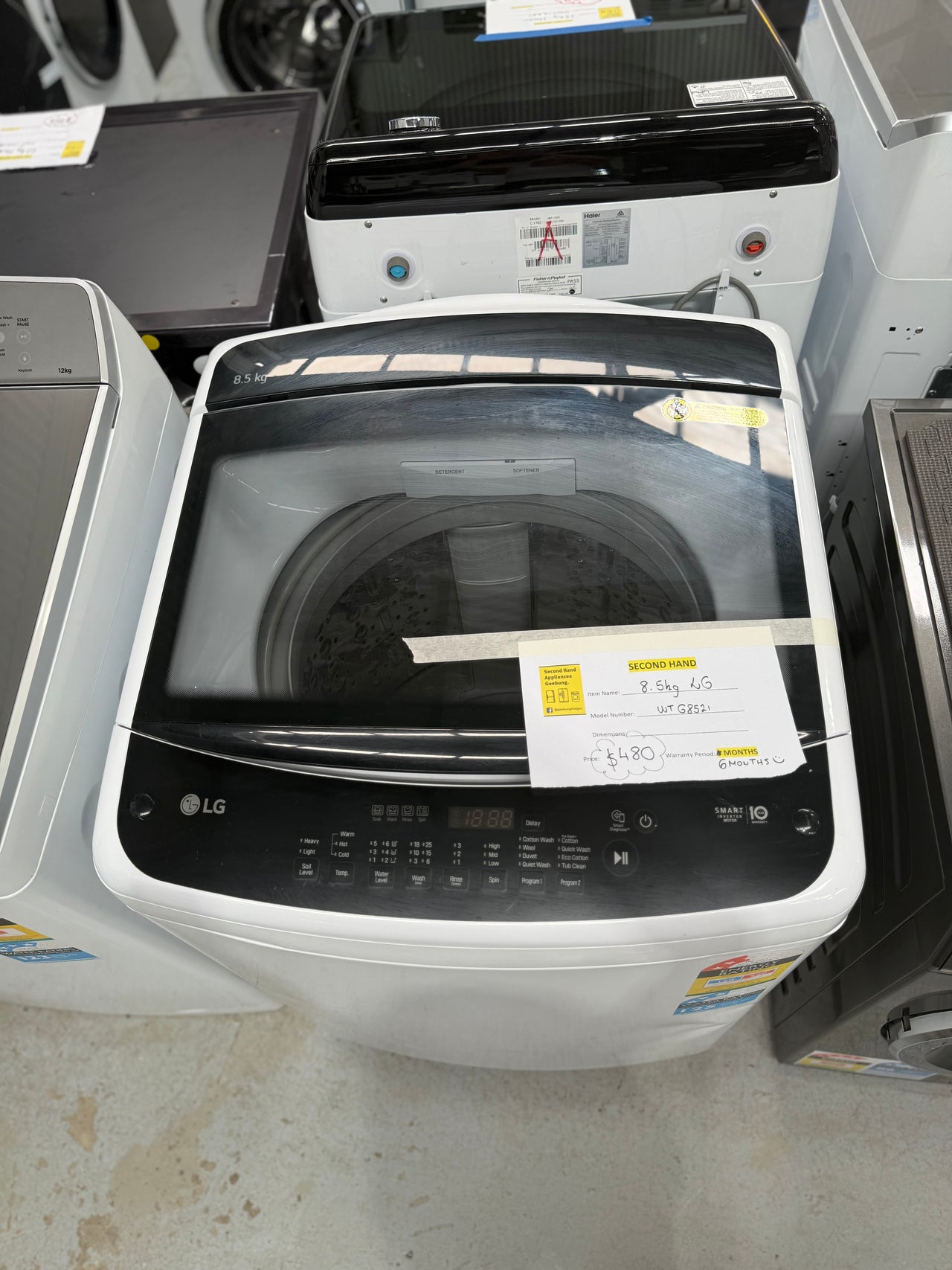 Second hand LG 8.5kg Top Load Washing Machine with Smart Inverter Control Model:WTG8521 - Second Hand Appliances Geebung