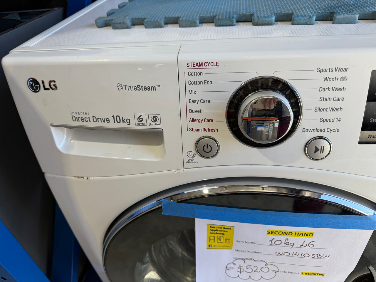 Second hand LG WD1410SBW 10kg front load washing machine - Second Hand Appliances Geebung