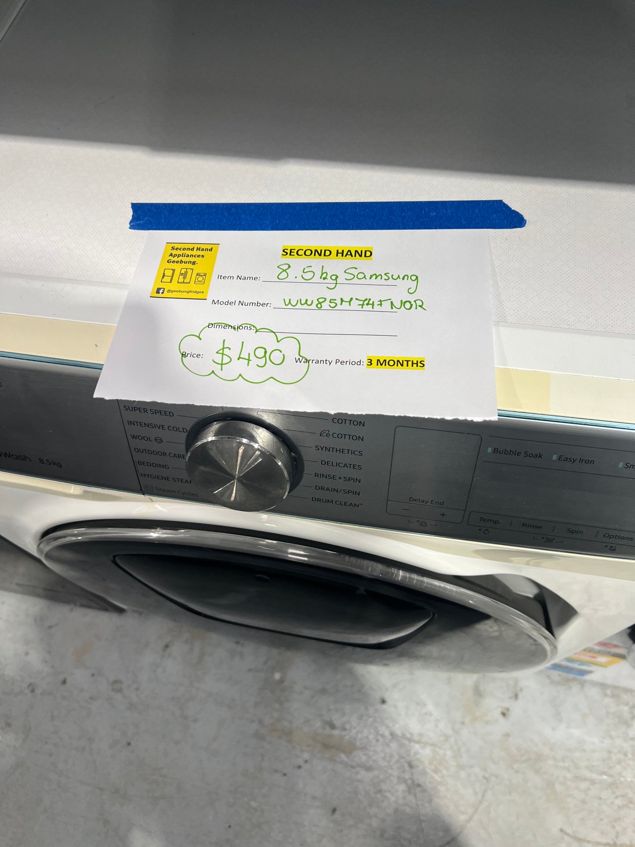 Second hand Samsung 8.5kg QuickDrive Front Load Washing Machine Model: WW85M74FNOR - Second Hand Appliances Geebung