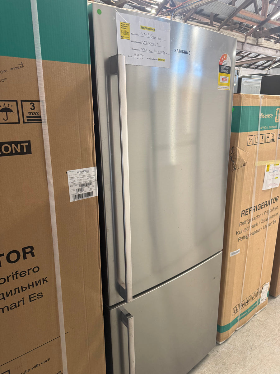 Second hand Samsung SRL450ELS 450L Bottom Mount Refrigerator – Stainless Steel - Second Hand Appliances Geebung