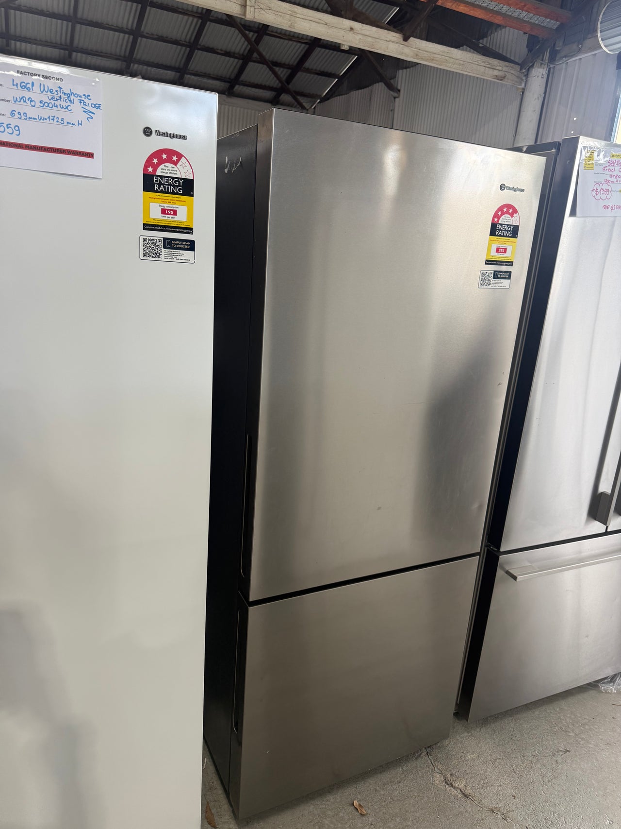 Second hand Westinghouse 425L Bottom Mount Fridge Silver WBE4302ACR - Second Hand Appliances Geebung