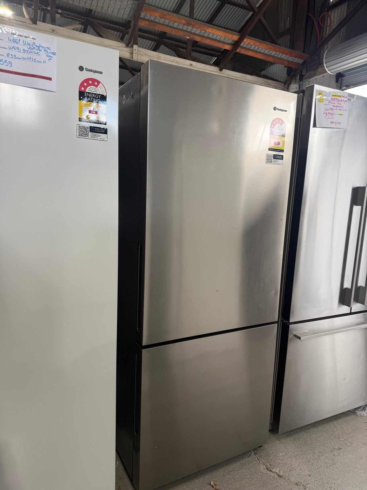Second hand Westinghouse 425L Bottom Mount Fridge Silver WBE4302ACR - Second Hand Appliances Geebung
