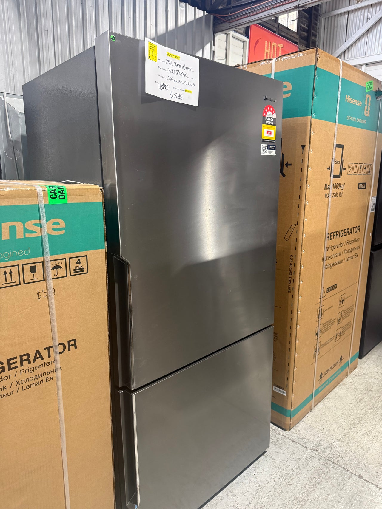 Second hand Westinghouse 496L Bottom Mount Fridge – Stainless Steel (WBE5300SC) - Second Hand Appliances Geebung