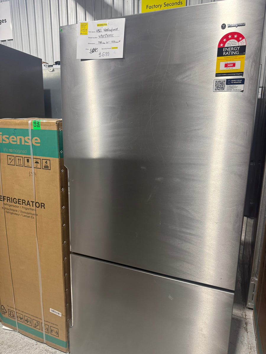 Second hand Westinghouse 496L Bottom Mount Fridge – Stainless Steel (WBE5300SC) - Second Hand Appliances Geebung