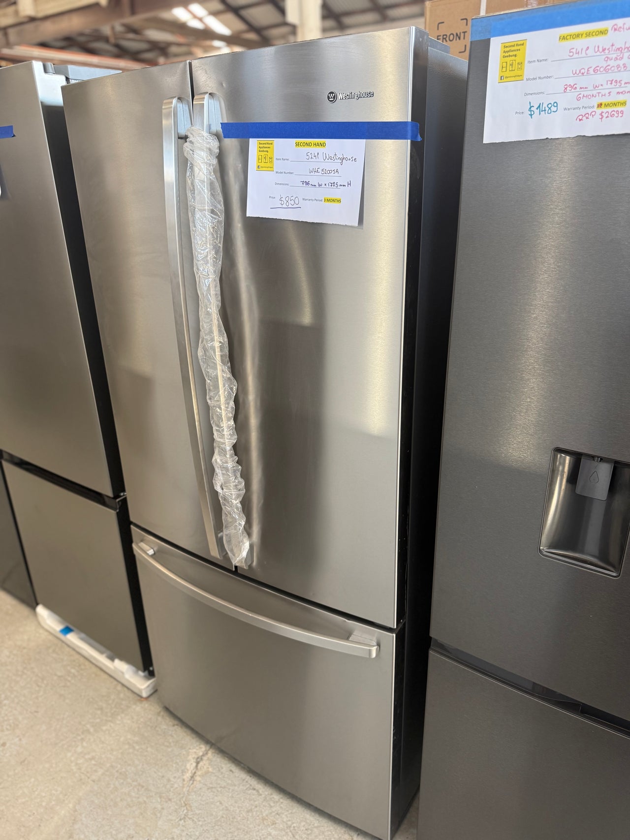 Buy Second hand Westinghouse 524L French Door Fridge Model: WHE5200SA |  | [product_variant] | Second Hand Appliances Geebung Brisbane