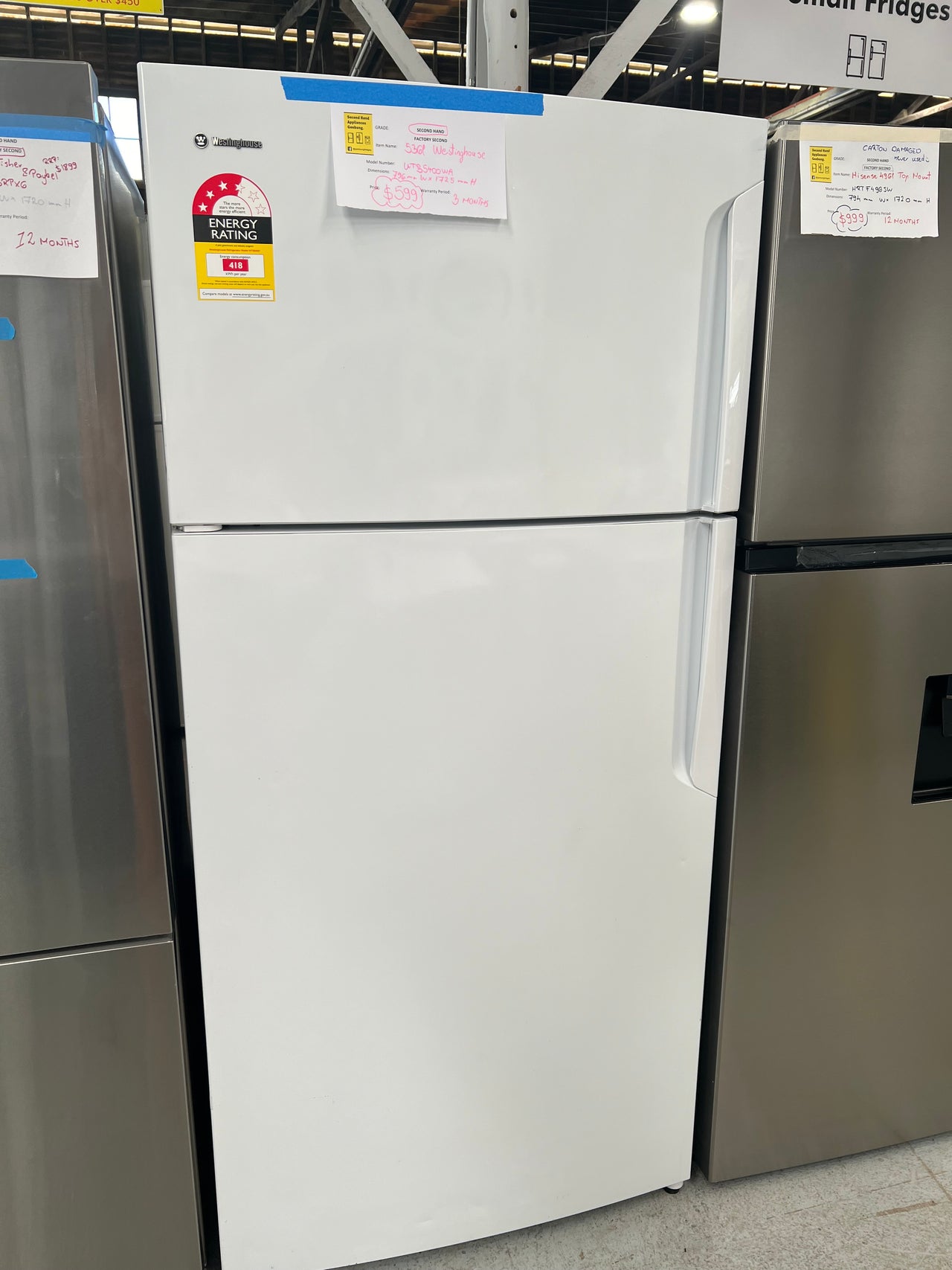 Second hand Westinghouse 537L Top Mount Fridge WTB5400WA - Second Hand Appliances Geebung