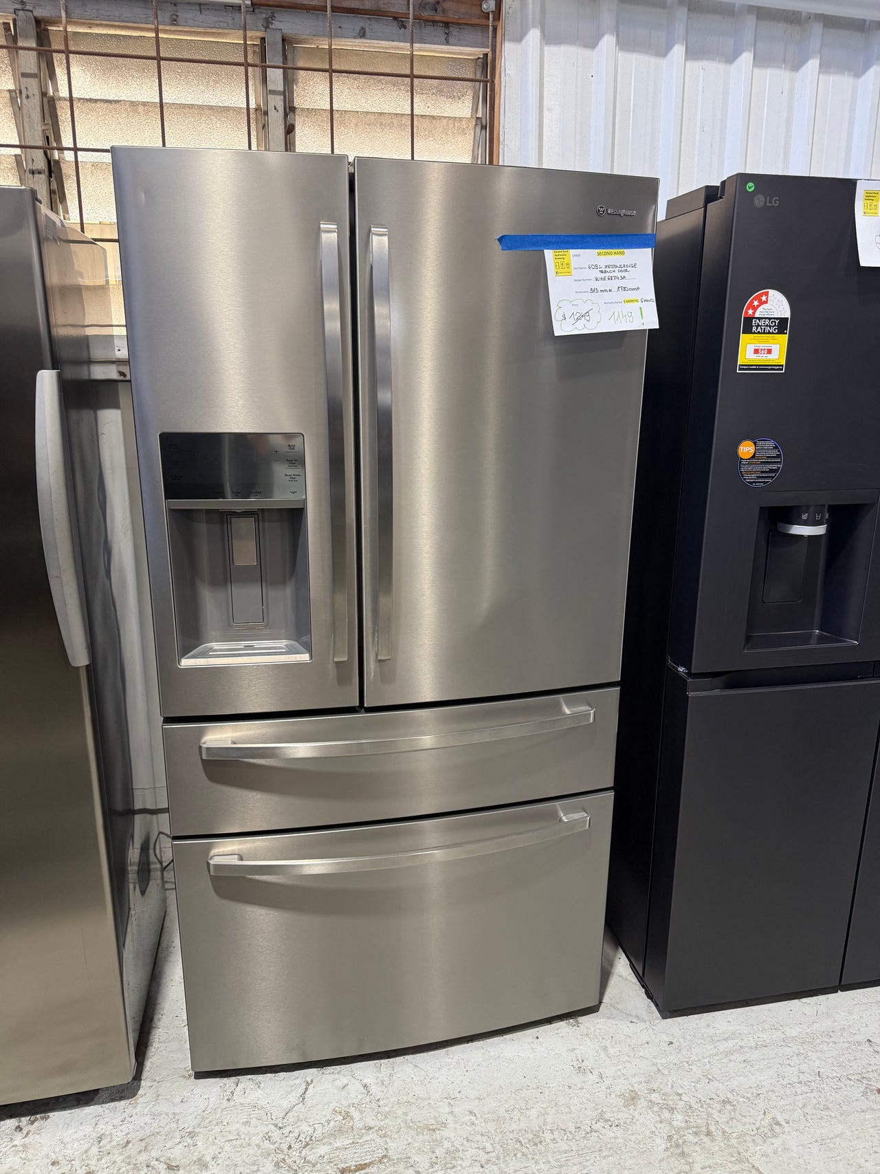 Second hand Westinghouse 609L French Door Frost Free Fridge Model: WHE6874SA - Second Hand Appliances Geebung