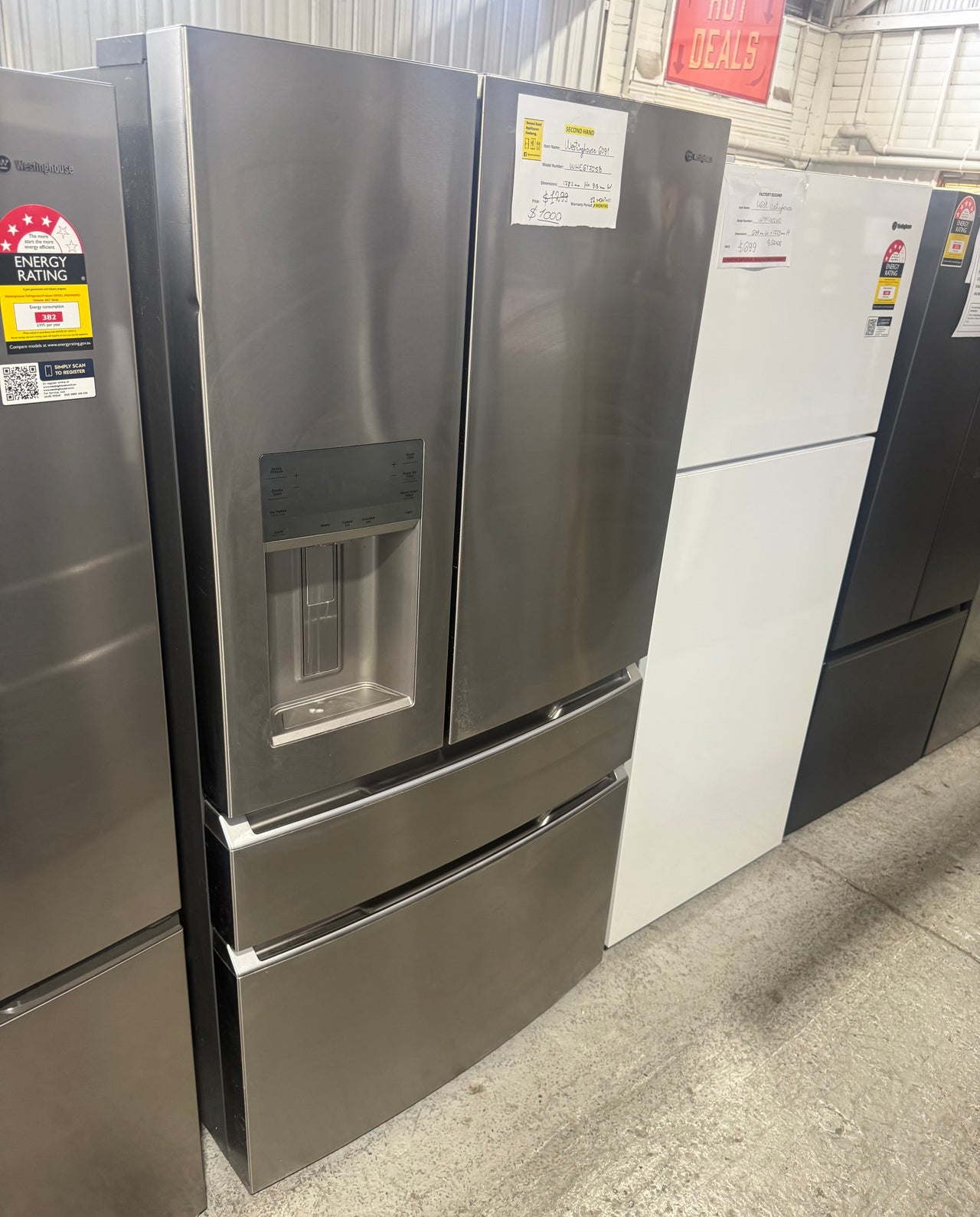 Second hand Westinghouse 609L French Door Refrigerator with Ice & Water – Stainless Steel WHE6170SB - Second Hand Appliances Geebung