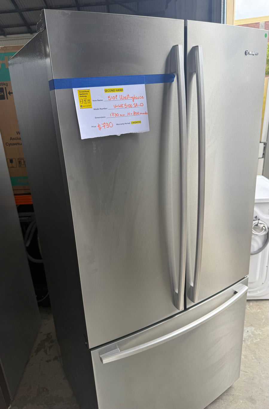 Second hand Westinghouse WHE5100SA-D 510L French Door Fridge - Second Hand Appliances Geebung