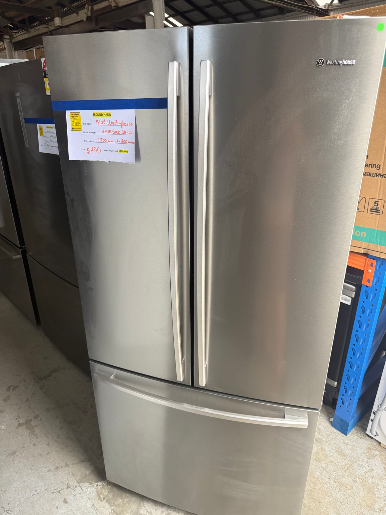Second hand Westinghouse WHE5100SA-D 510L French Door Fridge - Second Hand Appliances Geebung