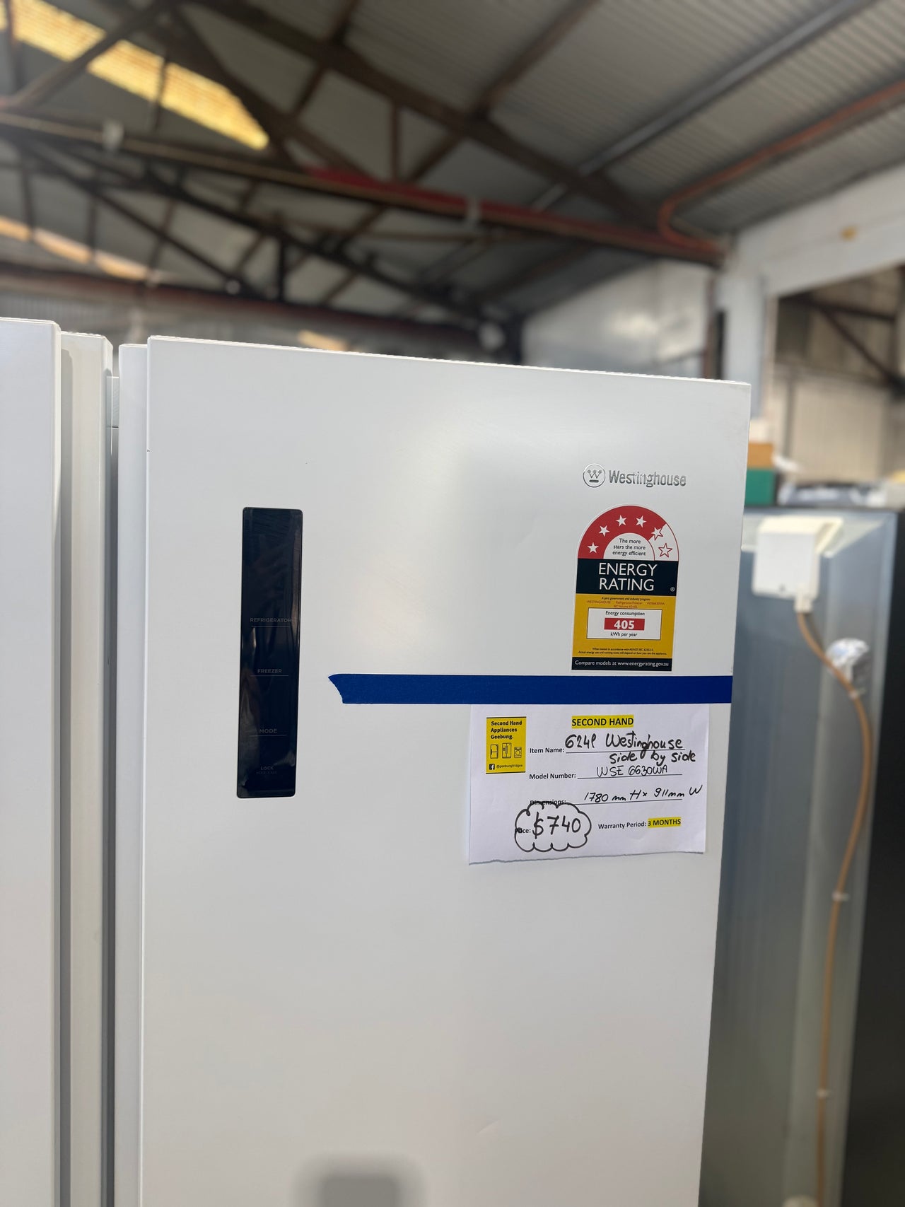 Second hand Westinghouse WSE6630WA 624L Side by Side Fridge - Second Hand Appliances Geebung