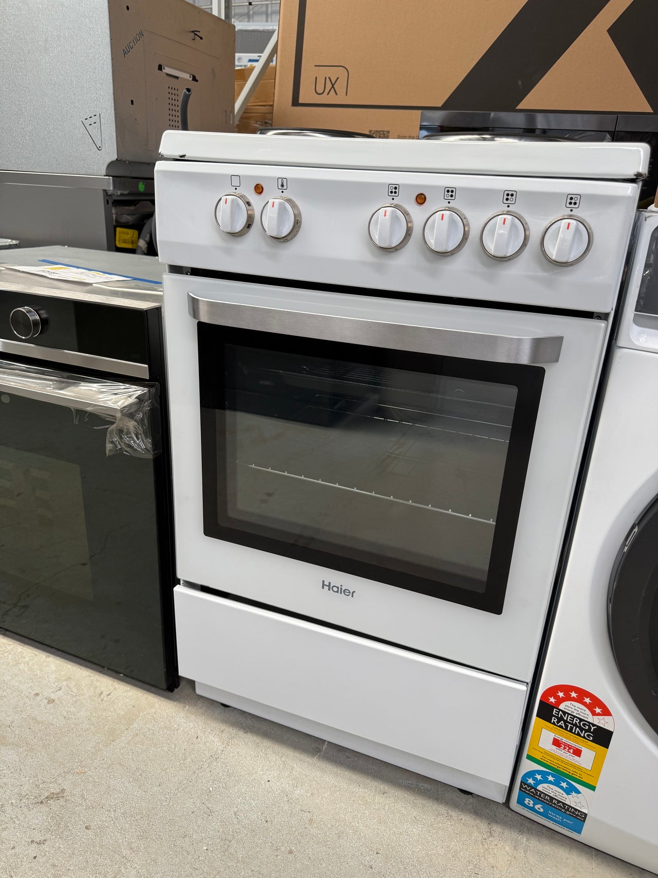 Transportation damaged 54cm 300 Series Freestanding Cooker Solid Hotplate HOR54S5CW1 - Second Hand Appliances Geebung